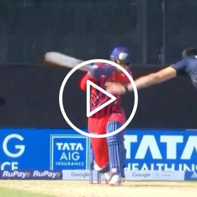 Watch: 150 KPH Skull Crusher! Ashok Sharma's Snorter Hits Mukul Choudhary
