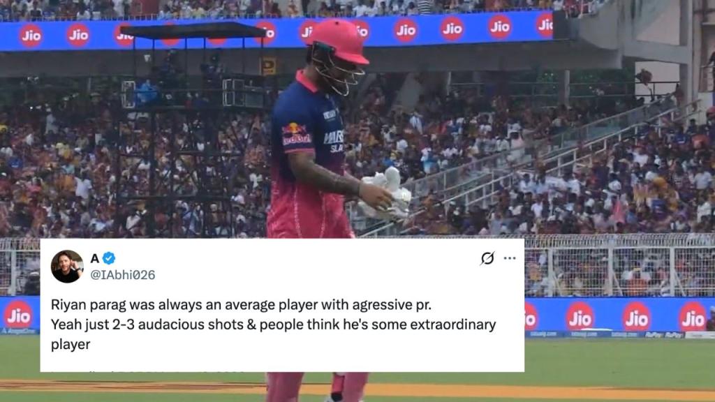 "Average Player With Aggressive PR": Riyan Parag Faces Heat From RR Fans After Struggle vs KKR